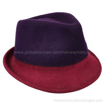 Fashionable Men's Wool Felt Fedora Hat with Two Tone for 2012 New Style